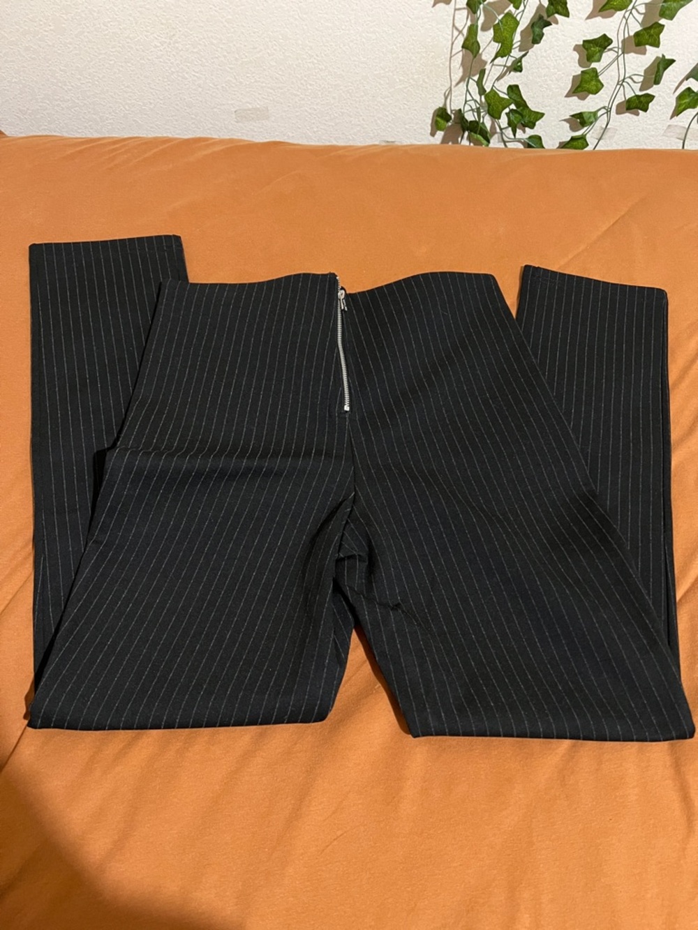 H&M High-waisted Black Pinstripe Straight Pants
